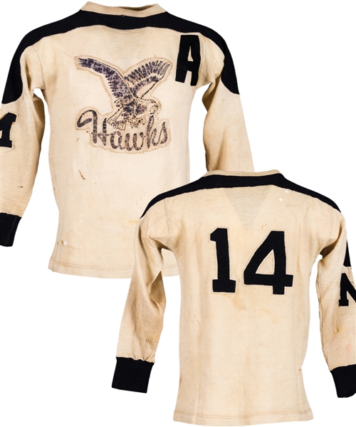 Moncton Hawks MSHL Late-1940s Game-Worn Jersey from the Mosienko Family with LOA 