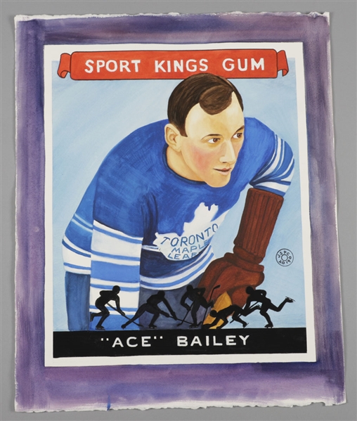 Ace Bailey Toronto Maple Leafs 1933-34 Goudey Sport Kings Hockey Card Painting (18" x 22 1/2")