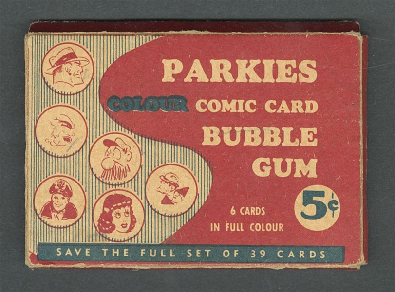 1951 Parkhurst "Colour Comic Card" Bubble Gum Cardboard Wrapper Plus 6 Cards