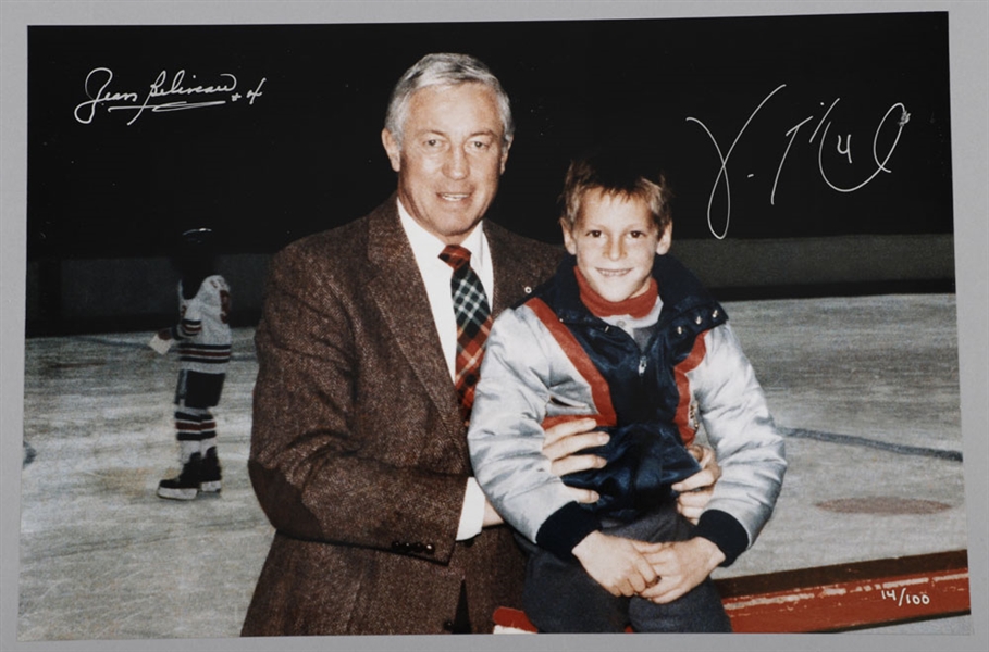 Jean Beliveau and Vincent Lecavalier Dual-Signed Limited-Edition Photo #14/100 with LOA (10" x 15")