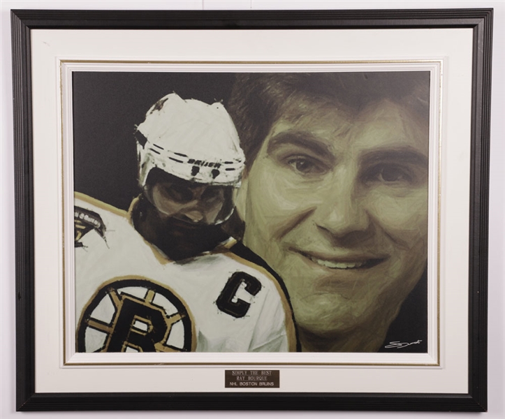 Ray Bourques Boston Bruins "Simply the Best" Framed Original Art with His Signed LOA (22" x 26")