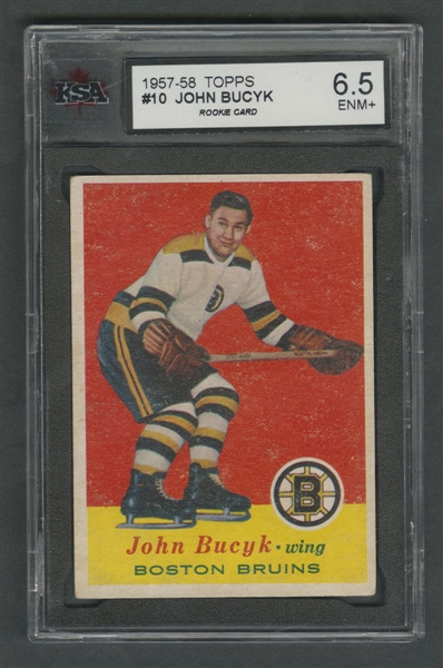 1957-58 Topps Hockey Card #10 HOFer Johnny Bucyk RC - Graded KSA 6.5