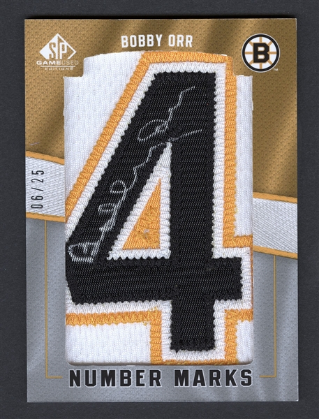 2007-08 Upper Deck SP Game Used Number Marks Hockey Card NM-BO Bobby Orr Autograph 06/25