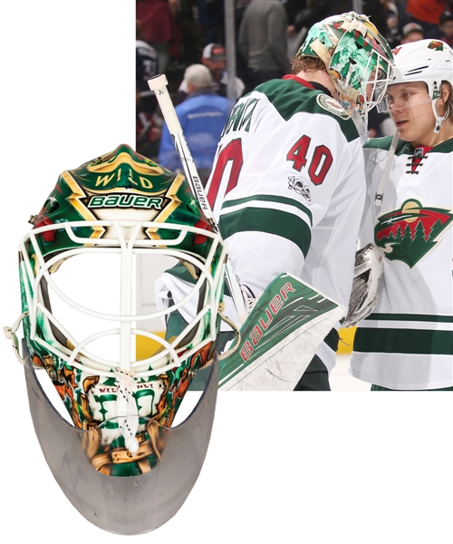 Devan Dubnyk’s 2016-17 Minnesota Wild Game-Worn Bauer Goalie Mask with LOA - Photo-Matched to Regular Season, All-Star Game and Playoffs! 