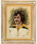 Derek Sandersons 1972 Boston Bruins Framed Portrait Painting by Mary Waters Jacobs from His Personal Collection with His Signed LOA (24" x 30")