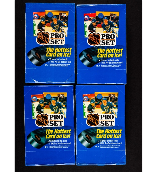 Luc Robitailles Hockey Wax Box Collection Including 1990-91 Pro Set Series 1 Full Cases (14) from His Personal Collection with His Signed LOA