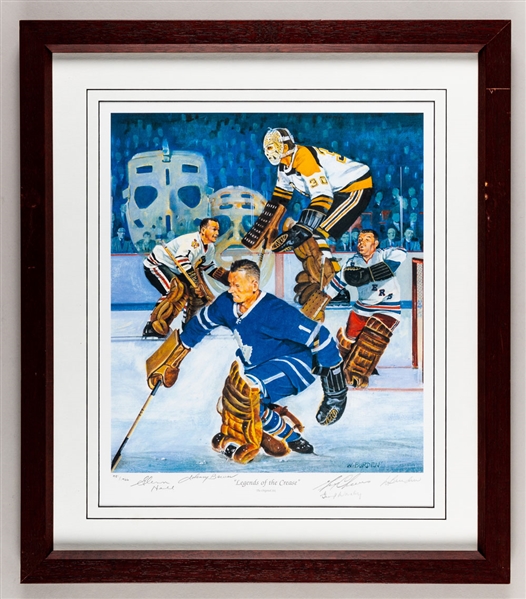 "Legends of the Crease" HOF Goalies Multi-Signed Framed Limited-Edition Lithograph #981/1966 with LOA (20" x 23") 