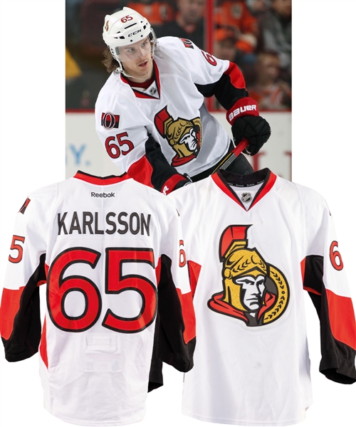 Erik Karlssons 2011-12 Ottawa Senators Game-Worn Jersey with Team COA - James Norris Trophy Season! – Team Repairs! 