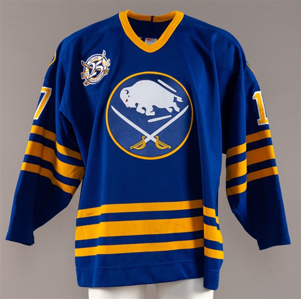 Craig Simpsons 1994-95 Buffalo Sabres Game-Worn Jersey with LOAs - 25th Anniversary Patch!