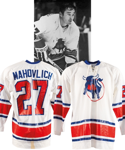 Frank Mahovlichs 1977-78 WHA Birmingham Bulls Game Jersey Originally from Ex-Bulls Trainer