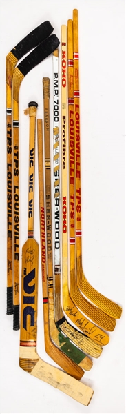 Detroit Red Wings and Los Angeles Kings 1980s/90s Game-Used and Game-Issued Stick Collection of 6 including Sergei Fedorov, Adam Oates and Kelly Hrudey 
