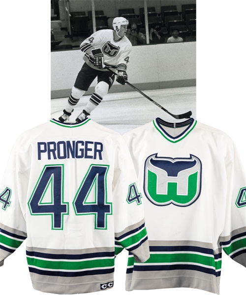Chris Prongers Mid-1990s Hartford Whalers Game-Worn Rookie-Era Jersey