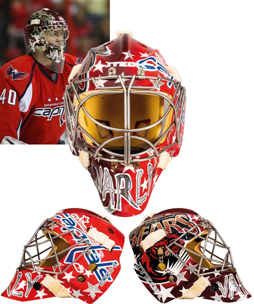 Semyon Varlamovs 2008-09 Washington Capitals Rookie Season Game-Worn Goalie Mask -Photo-Matched!