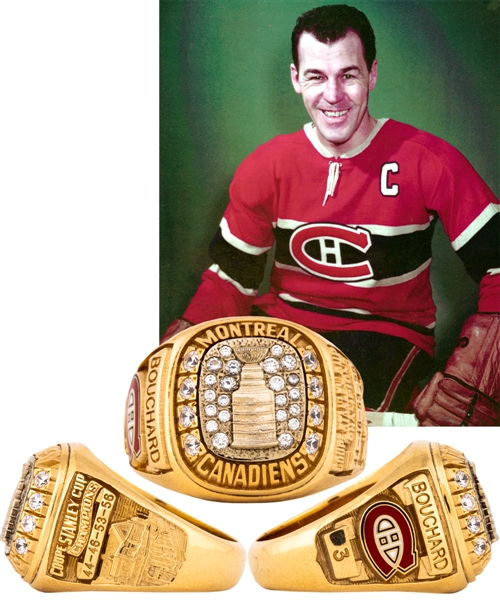 Emile "Butch" Bouchards Montreal Canadiens Stanley Cup 10K Gold Tribute Ring with his Signed LOA