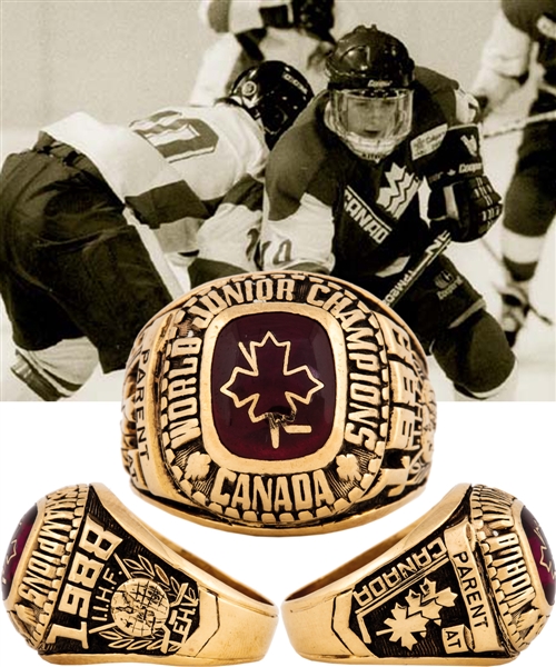 Team Canada 1988 IIHF World Junior Championship 10K Gold Ring with LOA - Won Gold Medal!