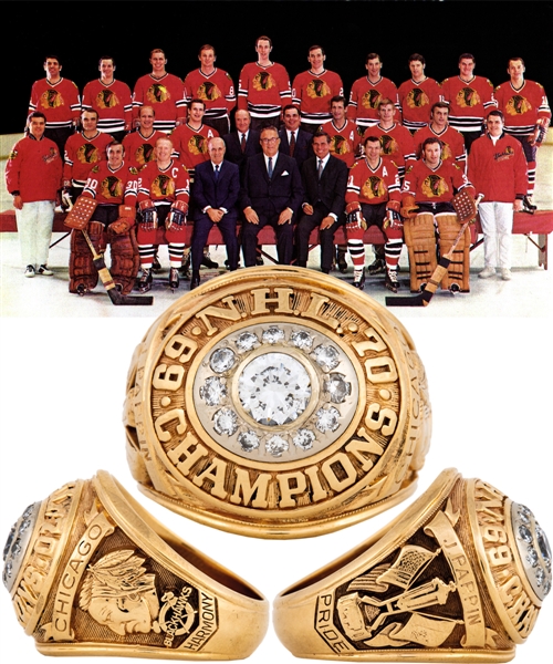 Jim Pappins 1969-70 Chicago Black Hawks NHL League Championship 10K Gold and Diamond Ring