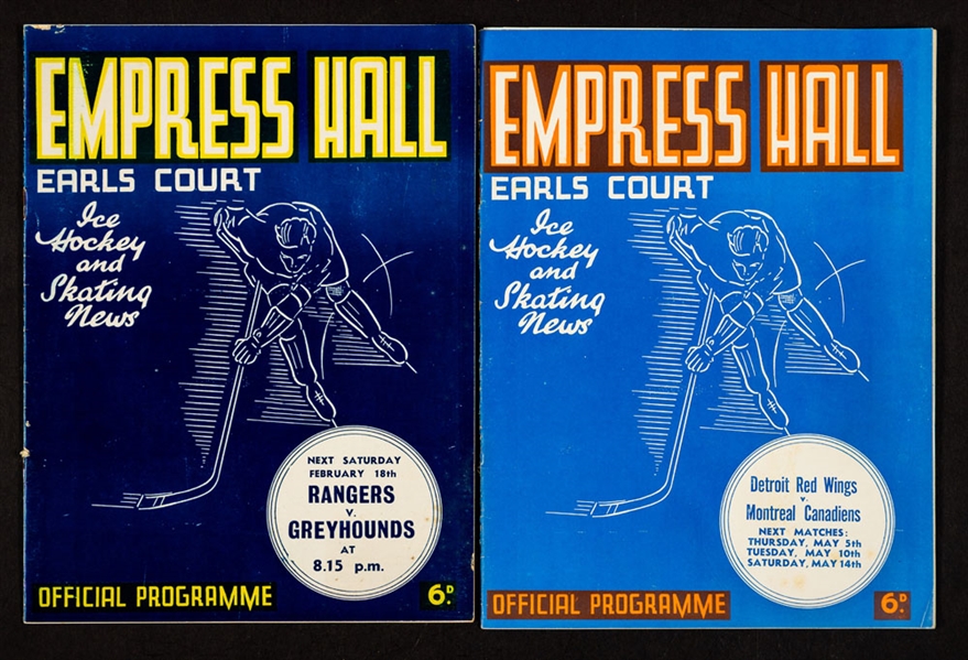 1938 Empress Hall (London, England) Montreal Canadiens vs Detroit Red Wings Program and 1939 Oxford University vs Cambridge University Team-Signed Program