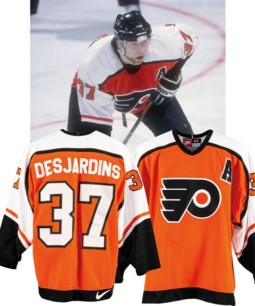 Eric Desjardins’ 1998-99 Philadelphia Flyers Game-Worn Alternate Captains Jersey with LOA
