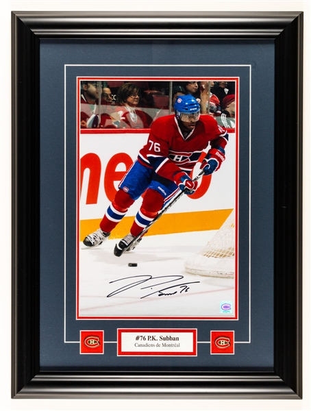 P.K. Subban, Michael Bournival and Louis Leblanc Signed Framed Photo Displays with COAs Plus Subban Montreal Canadiens Reebok Jersey 