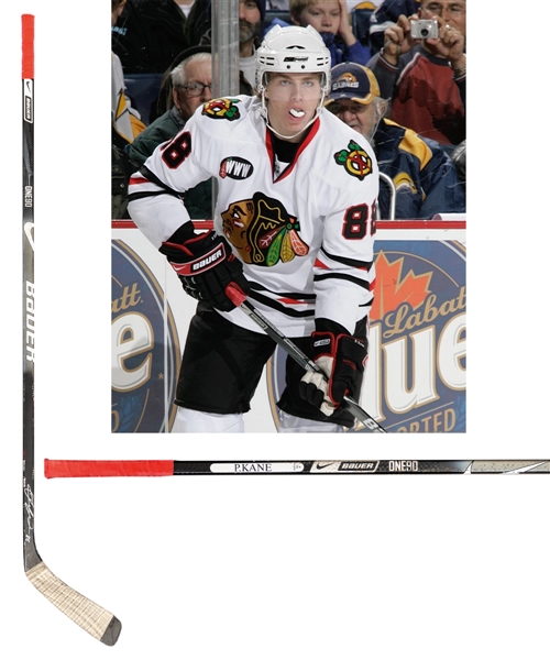 Patrick Kanes Circa 2007-08 Chicago Black Hawks Signed Bauer One90 Game-Used Rookie Season Stick with LOA