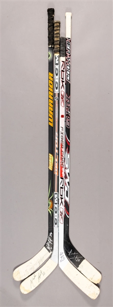 Martin Havlats, Yanic Perreaults and Martin Lapointes (2) Mid-to-Late-2000s Chicago Black Hawks Signed Game-Used Sticks with LOA