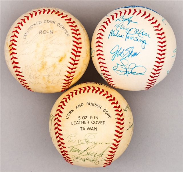 Montreal Expos 1977, 1986 and 1995 Team-Signed/Multi-Signed Balls Plus Patrick Roy Single-Signed Baseball