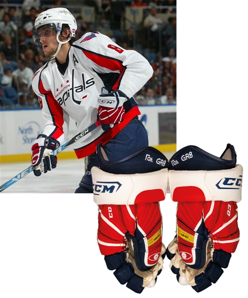 Alexander Ovechkins 2007-08 Washington Capitals CCM Game-Used Gloves - 65-Goal Season! Hart Memorial, Maurice "Rocket" Richard and Art Ross Trophies Season!