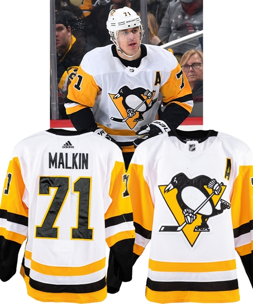 Evgeni Malkins 2018-19 Pittsburgh Penguins Game-Worn Alternate Captains Jersey with Team COA - Photo-Matched!