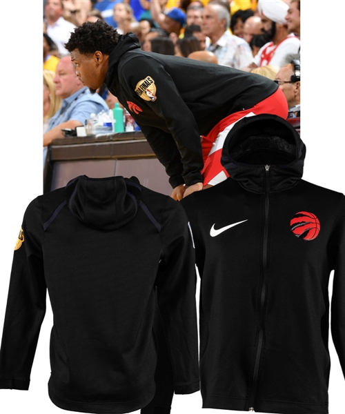 Kyle Lowrys 2018-19 Toronto Raptors Warmup-Worn NBA Finals Jacket with LOA - Photo-Matched!