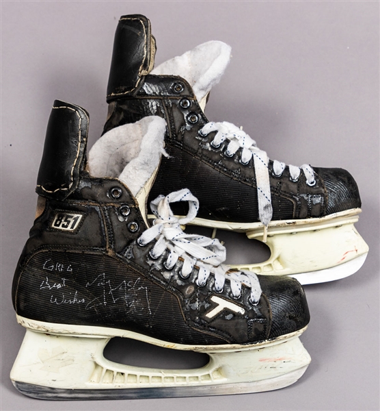 Marty McSorleys 1990-91 Los Angeles Kings CCM Tacks 851 Signed Game-Used Skates - Photo-Matched!