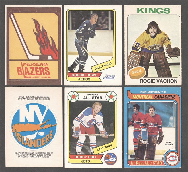 1976-77 O-Pee-Chee Hockey WHA Complete 132-Card Set, 1972-74 O-Pee-Chee NHL/WHA Emblems (30) Plus 1975-76 and 1979-80 O-Pee-Chee Starter Sets