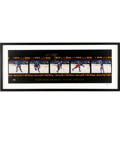 Wayne Gretzky New York Rangers "Goin for the Goal" Signed Limited-Edition Framed Film Strip Display #29/199 with UDA COA (16 ½” x 40 ½”) 
