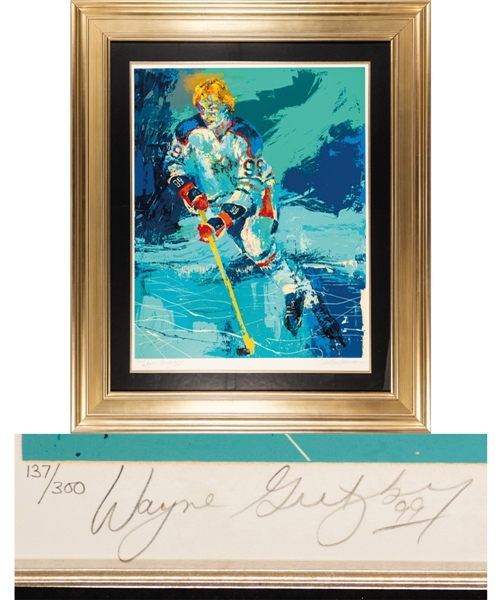 LeRoy Neiman 1981 "The Great Gretzky" Limited-Edition Framed Serigraph #137/300 Signed by Neiman and Gretzky with COA (43” x 51”)