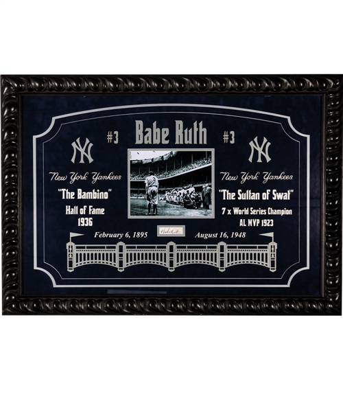 Gorgeous Babe Ruth Signed New York Yankees Framed Display with PSA/DNA LOA (PSA/DNA MINT 9) (28 ½” x 40 ½”)