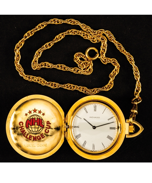 Marcel Dionnes 1979 NHL Challenge Cup Pocket Watch with His Signed LOA