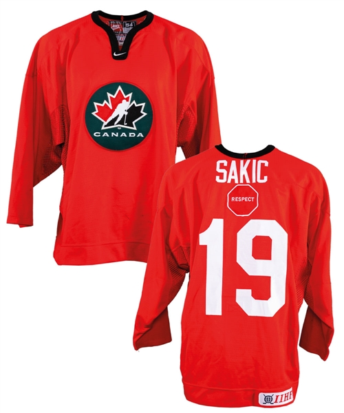 Joe Sakics 2002 Winter Olympics Team Canada Practice-Worn Jersey with Hockey Canada LOA