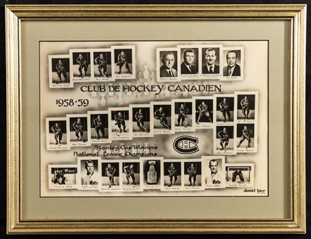 Jean Beliveaus 1958-59 and 1972-73 Montreal Canadiens Framed Team Photos from His Personal Collection (13” x 17 ½”) 