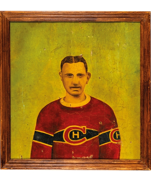 Vintage 1920s/1930s Aurele Joliat Montreal Canadiens Framed Folk Art Painting (24 ½” x 26”)