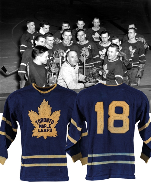 Toronto Maple Leafs Early-to-Mid-1950s Game-Worn Wool Jersey - Team Repairs!