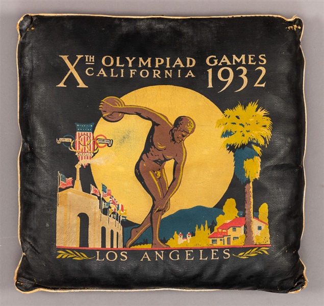 Vintage 1932 Los Angeles Summer Olympics Commemorative Stadium Seat Leather Cushion