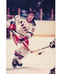 Jean Ratelles New York Rangers Large Photo Display from Madison Square Garden (24" x 36") Plus NY Rangers Multi-Signed Lithograph (18” x 39”) with His Signed LOA