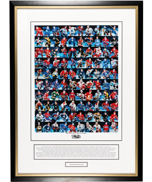 Jean Ratelles "100 Greatest NHL Players" Limited-Edition Framed Display AP 54/100 with His Signed LOA (32” x 43 ½”)