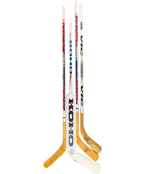New York Islanders HOFers Single-Signed Hockey Stick Collection of 18 Including Bossy, Trottier, Potvin and Smith from Bryan Trottiers Personal Collection with His Signed LOA