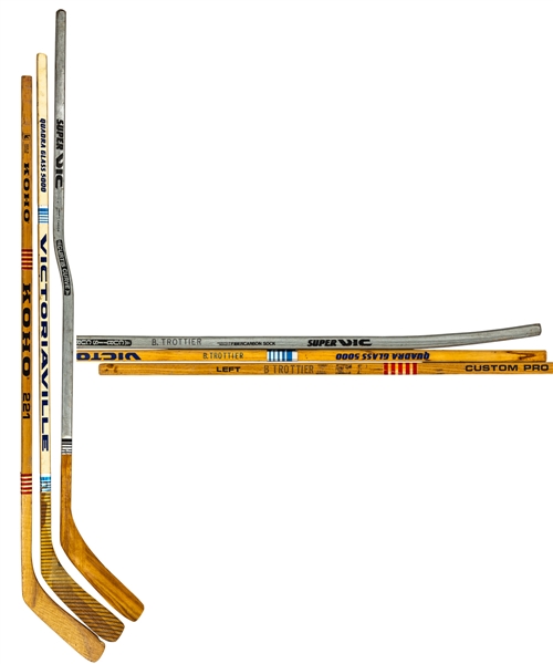 Bryan Trottiers 1970s/1980s Game-Issued/Experimental Hockey Stick Collection of 3 from His Personal Collection with His Signed LOA