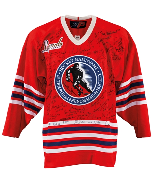 Hockey Hall of Fame Jersey Signed by 55+ HOFers Including Orr, Beliveau, Bouchard, Kennedy, Schmidt, Lindsay, Gadsby, Mikita and Other Greats