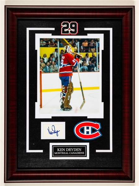 Ken Dryden Signed Montreal Canadiens Framed Display with COA (17" x 23")