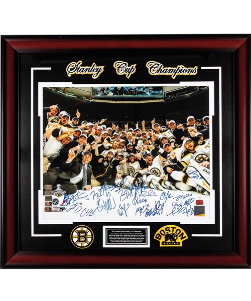 Boston Bruins 2010-11 Stanley Cup Champions Team-Signed Framed Photo Display with COA - Signed by 23 Including Bergeron, Marchand, Chara, Rask, Krejci, Lucic, Horton and Others (27 ½” x 29 ½)