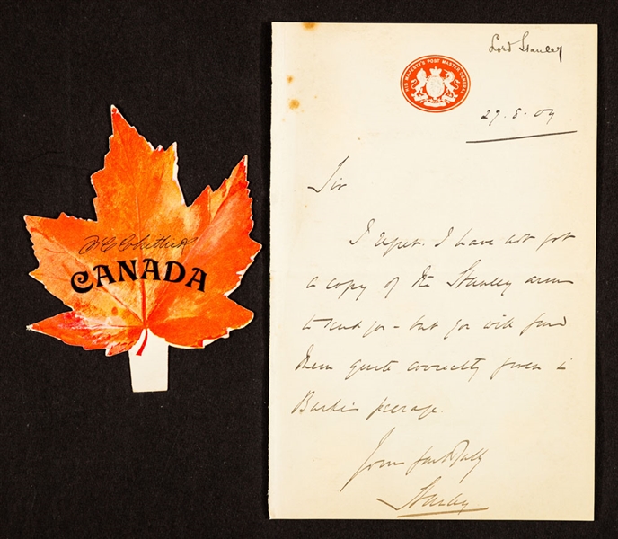 1880s/90s Rideau Hall Rebels Hockey Club Edward Stanley (17th Earl of Derby) and F.C. Chittick (Goalie) Signatures