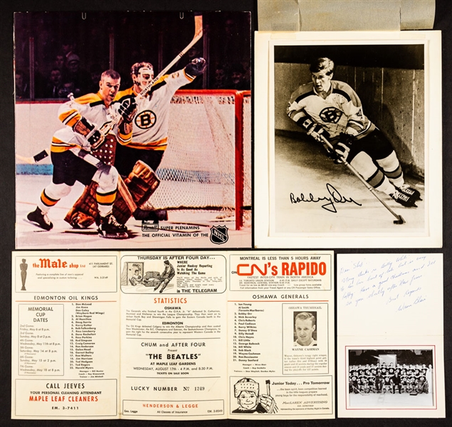 Mid-1960s Oshawa Generals Team Photo Christmas Card with Orr, 1965-66 Memorial Cup Program with Orr, Late-1960s Rexall Super Plenamins Displays Including Orr and Hockey News Photo