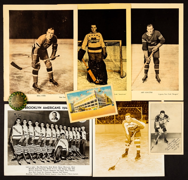 Vintage New York Americans / Brooklyn Americans and New York Rangers Photo and Memorabilia Collection (40+ Pieces)